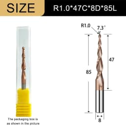 Carbide Spiral Tapered Ball Nose End Mill 6mm Shank 2 Flutes Router Bit Woodworking CNC 2D 3D Carving Bits Wood Milling Cutter