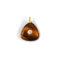 1 Piece Brass & Cubic Zirconia Natural Stone Geometric Charms 18K Gold Plated Olivary Round Pendant For DIY Necklace Making