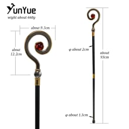Vintage Black Gold Ruby Scepter Walking Cane Gentleman Collections Elegant Walking Stick Cosplay Photography Props Party Cane 93