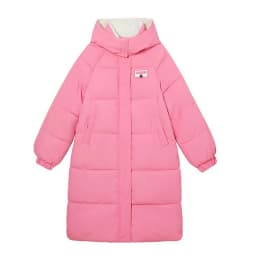 Long Hooded Puffer Coat Women Contrast Collar Warm Quilted Parka Zip‑Up Loose Windproof Winter Outerwear Ladies Padded Jacket