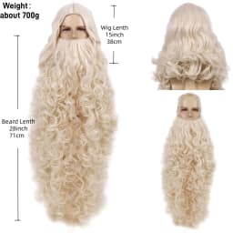 REEWES Santa Claus Beard Wigs Set,Eyebrows Moustache Accessories,Blonde Synthetic Wig,Christmas Costume Hair,Old Men Dress