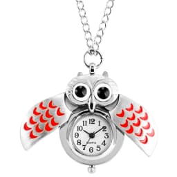 Tiny Cute Owl Shaped Pendant Necklace Pocket Watch for Kid Men Women Retro Quartz Pocket Clock Gifts Arabic Numerals Dial
