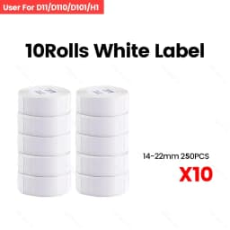 Niimbot D11 D110 White Paper Rolls Thermal Label Printer Waterproof Self Adhesive Tapes 15mmx30mm D101 Label Sticker 3/5/10Rolls