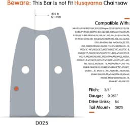 25'' Chainsaw Guide Bar 3/8" 0.063" 84DL Chain For STIHL MS362 MS390 MS391 MS440