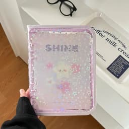 A5 Laser Star Zipper Binder Collect Book Refill Organizer DIY Journal Dairy Transparent Kpop Idol Photo Album Kawaii Stationery