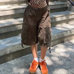 American Retro Cargo Bermuda Shorts Loose Knee Length Denim Shorts with Drawstring Y2K Aesthetic Grunge Streetwear Women Jorts