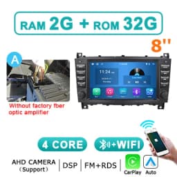 8'' Screen Car Radio Android 14 Auto CarPlay For Benz C-CLASS W203 CLK/A/G-CLASS W209 W168 W463 Autoradio 2din Multimedia Player