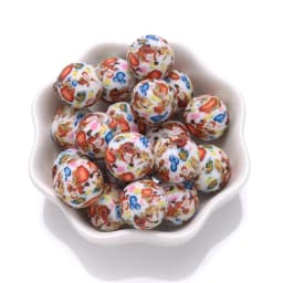 10Pcs 15mm Colorful Print Leopard Pattern Silicone Beads Ball Shape Teething Jewelry Beads For Teether Pacifier Chain Necklace