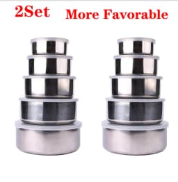 5Pcs Salad Mixing Bowl Set Stainless Steel Multipurpose Soup Basin 5 Sizes Nesting Bowls for Kitchen Cooking Baking Food Storage