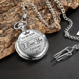 Commemorative gold circular pocket watch as my son's birthday gift Christmas pocket watch waist chain quartz pocket watch