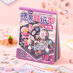 4 Styles Mini Scenery Sticker Book DIY Handbook Material Miniature Scene Visual Stacking Stickers Stationery for Gift Birthday