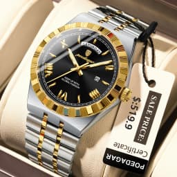 POEDAGAR Luxury Top Watch For Man Classic Week Date Waterproof Luminous Men Wristwatch Stainless Steel Quartz Men's Watches Male