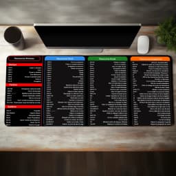 French Excel Shortcuts Pattern Large Mouse Pad Office Desk Mat Computer Keyboard Pad Starters Gift for Office Workers Students