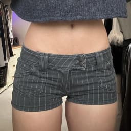 Sexy Grey Striped Denim Shorts Low-rise Double-breasted Slim-fit Casual Hot Pants Y2k Shorts