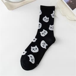 Chic New Women's Cute Cat Face Black White Socks Korean Harajuku Kawaii Kitten Hipster Casual Gift Dropship