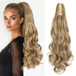 Synthetic Claw Ponytail Extensions 22inch Long Wavy Claw Clip Pony Tail Hairpieces for Women Girls Dairy Party Holiday
