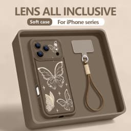 Retro Butterfly Pattern Lanyard Phone Case For iPhone 18 17 Pro Max 16 14 15 17 Pro 13 Pro Max 17e 16e 11 Soft Wrist Strap Cover