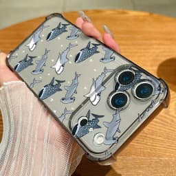 Shark Turtle Phone Case For iPhone 17e 17 Pro 16 15 Pro Max 14 13 12 Pro 11 Shockproof Soft Silicone Transparent Anti-fall Cover