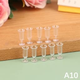 10Pcs Mini Red Wine Cup Simulation Furniture Wine Glass Goblet for Dollhouse Decoration 1:12 Dollhouse Miniature Accessories