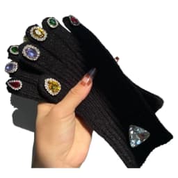 Women's Sparkle Glitter Gloves Touchscreen Winter Gloves with Rhinestones Warm Knit Mittens