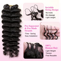 Miracle Knots Deep Curly Feather Crochet 100% Human Hair Invisible Knots Pre Looped Feathered Crochet Human Hair Pre Braided 1B Natural Colored Boho Braids Deep Wave Hair Weave Bundles Remy Human Hair Extensions Free Shipping