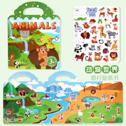 Kids' Reusable DIY Sticker Books Multi-Theme Bubble Paste Book Stickers Portable Montessori Sticker Toy Gifts for Children