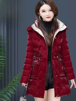 Winter New Style Women's Thickened Long Cotton Jacket Korean Version Slim Fit Washless Bright Surface down Cotton Coat Warm