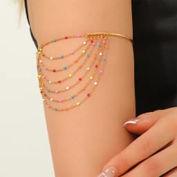 Letdiffery Bohemian Classic Tassel Multi-layer Chain Arm Bracelets Women Stainless Steel Gold Color Cuff Bangle Body Jewelry