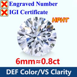 COSFIX 0.3-5ct Round Lab Grown Diamond HPHT IGI Certificate 3EX D/F Color VVS1 Clarity Diamond Gems