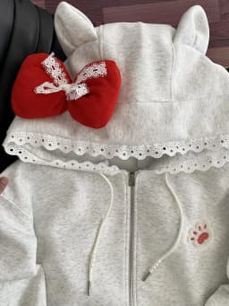 Lace Patchwork Bow Hoodies Women Sweet Fall Letter Print Cute Loose Sweatshirt Casual Long Sleeve Vintage Zipper Lady Kawaii Top