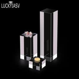 Acrylic Plexiglass Square Stamping Transparent Block Cosmetics Display Stand Photography Props Dolls Perfume Ring Jewelry Holder