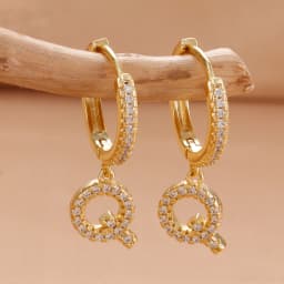 Nidin Hot Sale Initial A-Z Letters Mini Small Hoop Earrings Gold Color Zircon Jewelry Alphabet Fashion Christmas New Year Gift