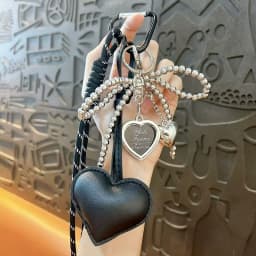 Bag Pendant Gift Heart Shape Imitation Leather Keychain Vibrant Color Bag Decor Charm Bag Car Key Accessory Ornament
