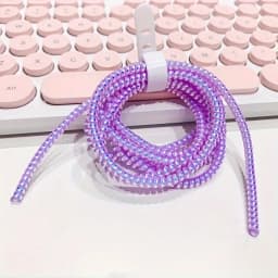 New 1.4M Laser Color TPU Soft Spiral USB Charging Cable Protector for iPhone Samsung Huawei Earphone Cord Line Protection