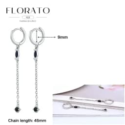 FLORATO 925 Sterling Silver Earrings Chain Tassel Pendant Earrings Zircon Silver Earrings for Women Trend Luxury Wedding Jewelry