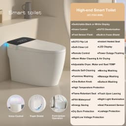 Smart Toilet with Built-in Bidet, AUTO Open/Close, Warm Water Sprayer, AUTO Dual Flush, Heated Bidet Toilet Seat for Bathrooms