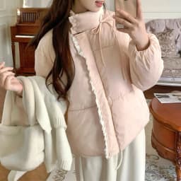 Sweet Pink Bow Stand Collar Puffer Jacket Women Korean Lace Spliced Thick Outerwear Students Winter Warm Cropped Cotton Jackets