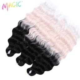Magic 24Inch 3PCS Loose Wave Synthetic Crochet Hair Bundles Copper Red Heat Resistant Hair Extensions For Women Braiding Styling
