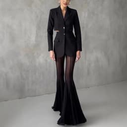 Women Spring Summer New Elastic Slim Flared Pants Loose Fashion Holiday Trouser Solid Color Casual Full Length
