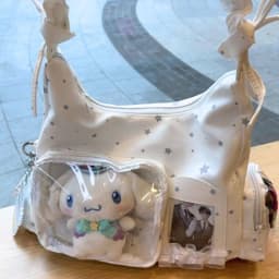 Star Print Itabag Transparent Window Hobo Bag Ruffle Pleated Shoulder Strap Purse Kpop Idol Photocard Display Bag Casual Bag