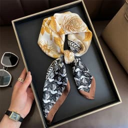 2025 New Yellow Lemon Print Square Silk Scarf for Women 70*70cm Neck Ties Fashion Decorate Neckerchief Female Hijab Bag Ribbions