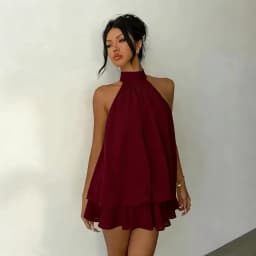 French Style Solid Color Women's Halter Neck Sleeveless Off Shoulder Backless A Line Mini Spicy Girl Beach Vacation Dresses