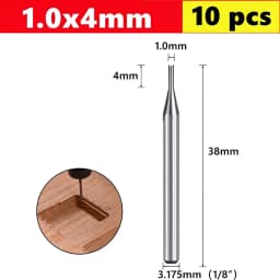 10pcs Carbide End Mill  3.175mm （1/8）Shank 2 Flute Straight Slot Milling Cutter MDF Plastic Wood Cutter CNC Machine Router Bit