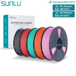 SUNLU High Speed Matte PETG Filament 1.75mm High Toughness Easy Print Fast 3D Printing Material Durable Smooth Finish 1KG Spool