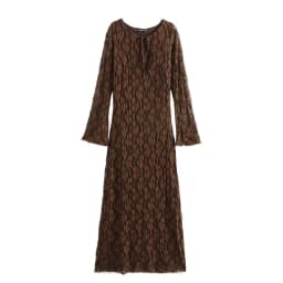 Ele Long Sve round Ne Lace Dr Autumn Winter New Arrival Women's Faion Design Sensation Slim Fit Gown 2024