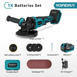 YOFIDRA 125mm Brushless Angle Grinder 3 Gear Grinding Machine Polishing Cutting Woodworking Tool For Makita 21V Battery Pin
