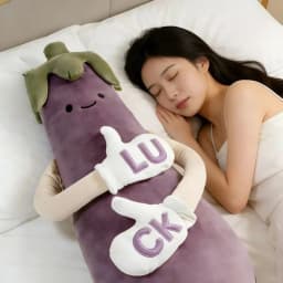 Cute Humanized Vegetable Long Cylindrical Plush Hug Pillow,Eggplant Carrot Banana With Arms Feet, Ergonomic Leg & Waist Support