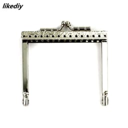1 Piece 7 CM Square Embossing Metal Purse Frame Kiss Lock Coin Purse DIY Handmade Accessories Bronze Or Silver Or Gun Black