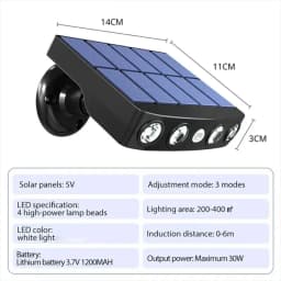 Powerful 4 LED Solar Security Lights Outdoor Decor Sensor Motion 3 Modes Street Waterproof Lamp Wall Night Work Light for Garden