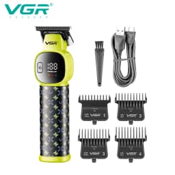 VGR New Hair Clipper LED Intelligent Digital USB Hair Trimmer Ceramic Stainless Steel Blade Professional Electric Push V-185